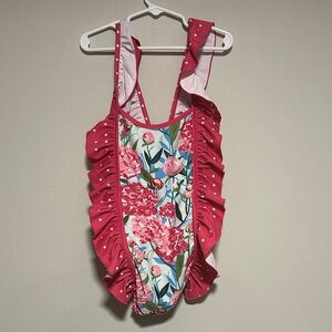 SweetHoney Pink Floral Kids Swim One Piece